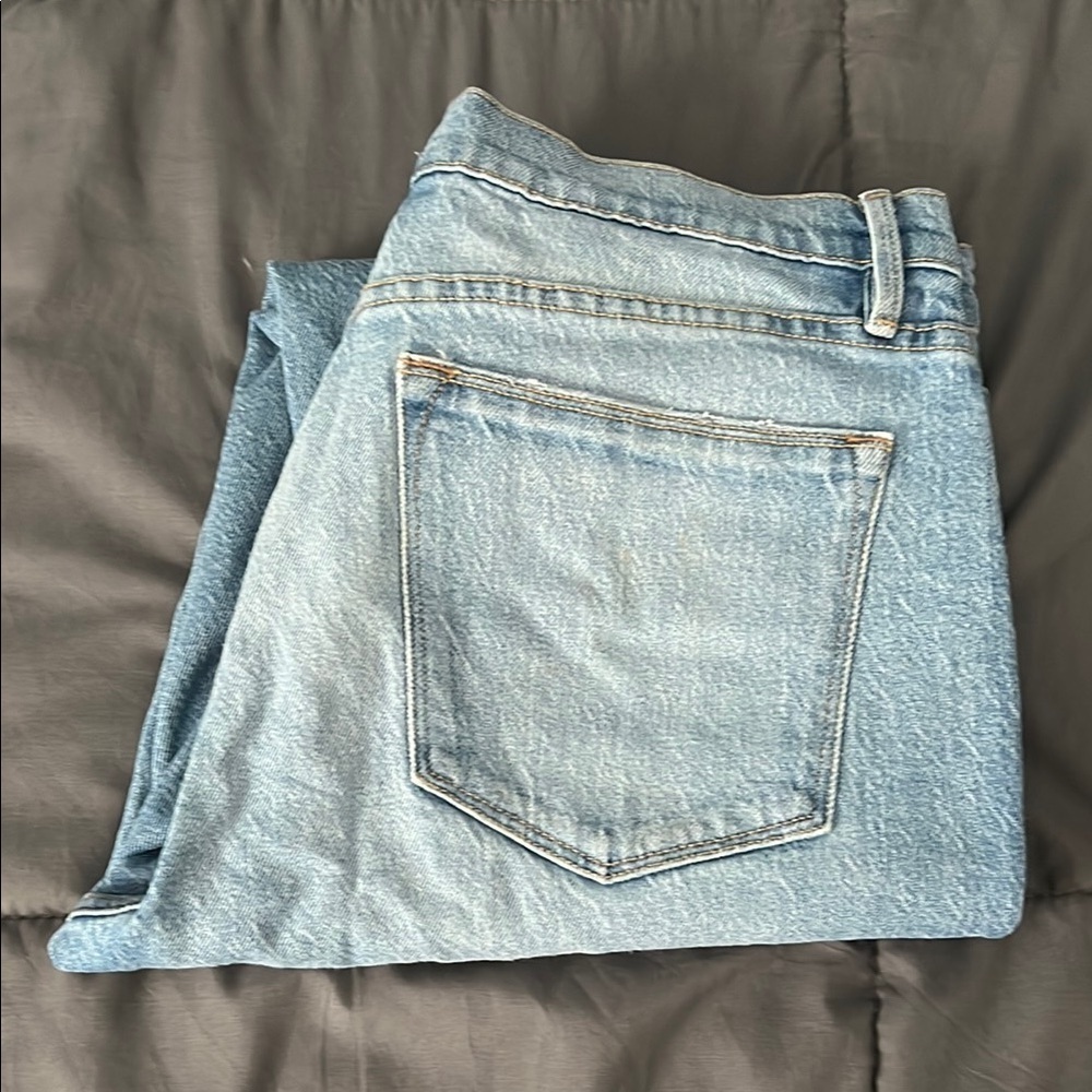 Frame Le High Straight Distressed Light Wash Size 30